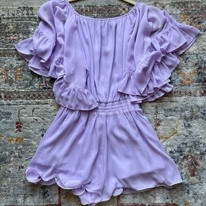 Off the shoulder flowy lavender romper xs